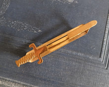 Load image into Gallery viewer, Vintage Gold Tone Sword Dagger Tie Clip Bar Military Novelty Jewellery 7.5cm
