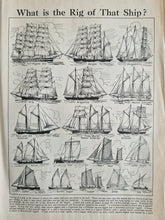 Load image into Gallery viewer, Vintage Drawing Image Book Plate , Ship on sea Image Illustrations, What is the Rig of That Ship? Ol
