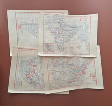 Load image into Gallery viewer, 4 x Vintage Printed Maps Of India and Ceylon , South Africa, Asia, United States and Canada, Old Boo
