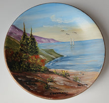 Load image into Gallery viewer, Hand Painted Zakynthos Greece Decorative Wall Plate Coastal Landscape 27cm
