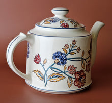 Load image into Gallery viewer, Vintage Retro 1980 Boots Camargue 2 Pint Ceramic Tea Pot , Floral Foliage Transfer Pattern Eng
