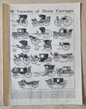 Load image into Gallery viewer, Vintage Drawing Image Book Plate , Horse Carriage Image Illustrations, Varieties Of Horse Carriages
