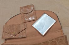 Load image into Gallery viewer, Vintage Crocodile Effect Leather Clutch Vanity Purse | G.W. Scott &amp; Sons London | 23cm x 15.5cm
