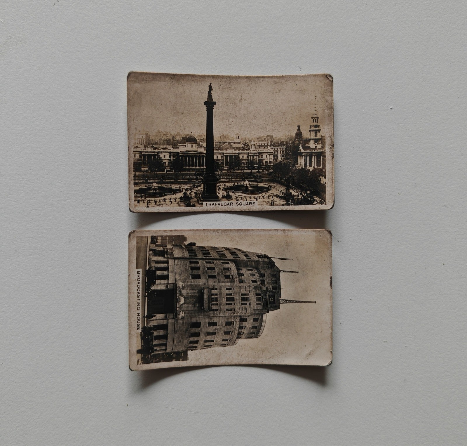 2 x Sights of London Cigarette Cards Trafalgar Square & Broadcasting House 1930s
