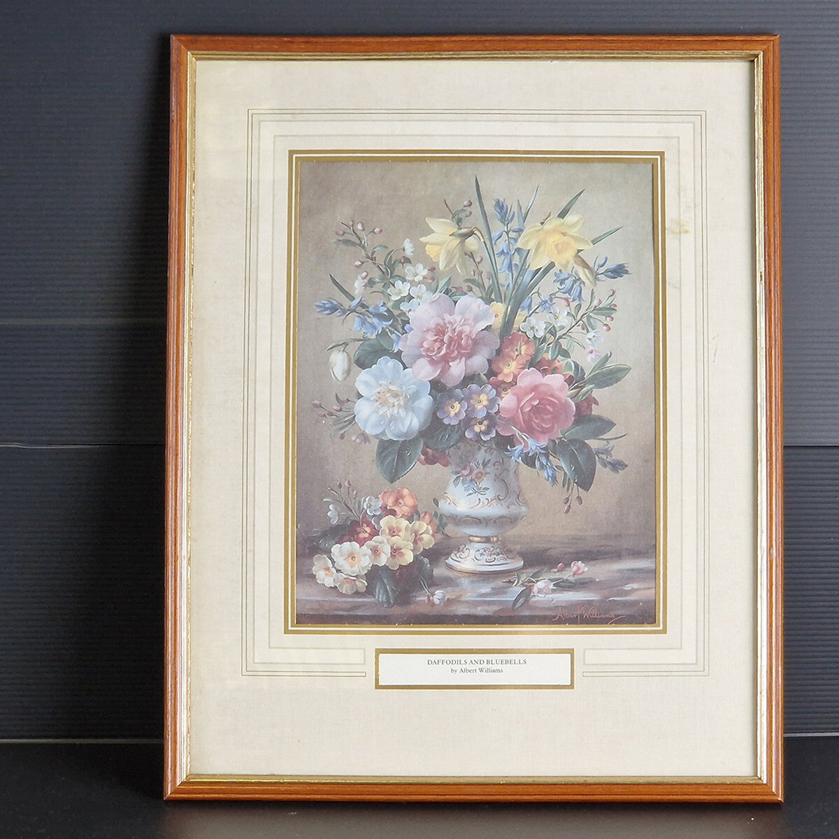 Albert Williams Daffodils And Bluebells Artwork Print Picture Frame Wall Hanging