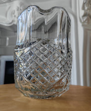 Load image into Gallery viewer, Vintage Cut Glass Jug | Pressed Crystal Water Pitcher | 16cm Tall | Starburst &amp; Crosshatch Design |
