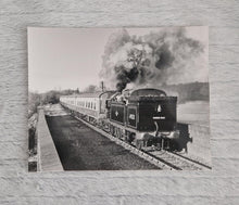 Load image into Gallery viewer, Black White Photo Locomotive Steam Engine Great Central Railway 14/11/87 69523 Crossing Swithland Re
