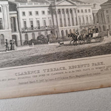 Load image into Gallery viewer, Vintage Book Plate Print Engraving, Clarence Terrace, Regent's Park Metropolitan Improvements: L
