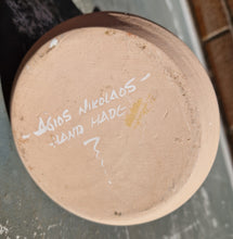 Load image into Gallery viewer, Vintage Agios Nikolaos Stoneware Candlestick Chamber Stick , Hand Painted , Nautical Sea Sail Boat S
