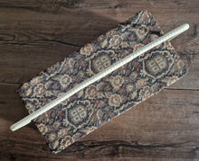 Load image into Gallery viewer, Vintage Tapestry Wicker Woven Sewing Box Basket Pin Cushion Satin Interior
