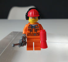 Load image into Gallery viewer, LEGO City Construction Worker Minifigure Orange Uniform Helmet Accessories
