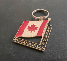 Load image into Gallery viewer, Vintage Niagara Falls Canada Flag Keychain Enamel Maple Leaf Souvenir Key Ring
