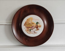 Load image into Gallery viewer, Vintage Mallard Duck Ceramic Wall Plaque , Framed in Solid Wood , 29.5cm Round , Rustic Country Wall
