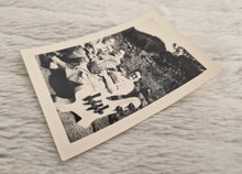 Load image into Gallery viewer, Vintage Black &amp; white Old Travel Photograph 3 Ladies sitting on a bench Date / location Uknown Velox
