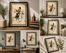 Load image into Gallery viewer, Napoleonic Cavalry Trumpeter on Horse Military Art Print A4 Framed Picture
