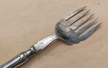 Load image into Gallery viewer, Antique Silver Plated Serving Fork – Ornate Victorian Style – Rd 105572 – 24cm Long x 5.5cm Wide
