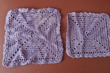 Load image into Gallery viewer, 2 x Rare Crochet Doily Ornamental Table Place Mats , Lilac Colour Vintage Retro
