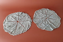 Load image into Gallery viewer, 2 x Rare Crochet Doily Ornamental Round Table Place Mats , Blue Colour  Retro

