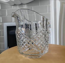 Load image into Gallery viewer, Vintage Cut Glass Jug | Pressed Crystal Water Pitcher | 16cm Tall | Starburst &amp; Crosshatch Design |
