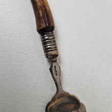 Load image into Gallery viewer, Antique Serving Fork, Cold Meats, Meat Fork, Bread Fork, Antler Handle, Silver Plate, Elegant Flatwa
