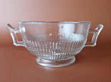 Load image into Gallery viewer, Vintage Cut Glass 2-Handled Cream Soup Bowl , Clear, 7cm high, 12cm diameter
