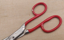Load image into Gallery viewer, Vintage Sheffield England Tailor Scissors – Red Handle – 20.5cm – Industrial Fabric Cutting Shears
