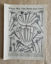 Load image into Gallery viewer, Battle Axe Image Illustrations Vintage Drawing Image Book Plate, Where Was That Battle-Axe Used? Old
