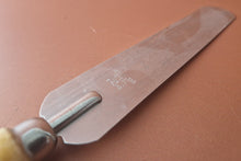 Load image into Gallery viewer, Vintage 1960s Chrome Plated Palette Spatula / Spreader with Shabby Yellow Painted Wooden Handle
