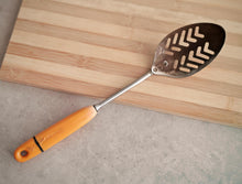 Load image into Gallery viewer, Vintage Slotted Serving Spoon – Orange Plastic Handle – Made in England – 30cm
