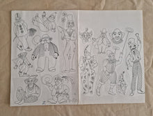 Load image into Gallery viewer, Vintage Hot Iron Embroidery Transfer Patterns Print Sheet Clowns and Carnival
