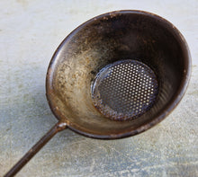 Load image into Gallery viewer, Vintage metal strainer, Old rustic metal hand motor oil strainer
