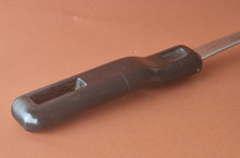 Load image into Gallery viewer, Vintage Boots slotted stainless steel serving spoon black plastic handle , Old Kitchenalia
