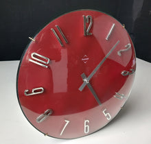 Load image into Gallery viewer, Vintage Retro Red Wall Clock Premier Quartz Space Age Style 31cm Tested
