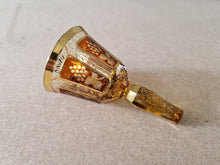 Load image into Gallery viewer, Vintage Bohemian Czech Painted 24Carat Gold Glass Panels Cabochon Bell
