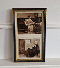 Load image into Gallery viewer, Original vintage art print in black and gold colour wooden picture frame double print After John Wil
