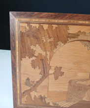 Load image into Gallery viewer, Vintage Wooden Marquetry Wall Plaque Landscape Scene Inlaid Wood Art 35cm
