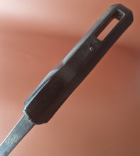 Load image into Gallery viewer, Vintage Boots slotted stainless steel serving spoon black plastic handle , Old Kitchenalia
