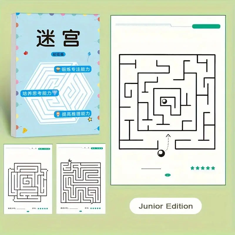 Children's Concentration Maze Training Book Student Thinking Development ame Puzzle Intelligence Development Toy, Maze Game Book