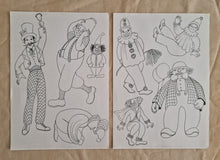 Load image into Gallery viewer, Vintage Hot Iron Embroidery Transfer Patterns Print Sheet Clowns and Carnival

