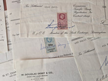 Load image into Gallery viewer, 15 x vintage ephemera share / stock certificates statements , W Douglas Derry &amp; Co Stock and Share B
