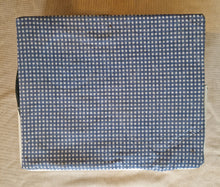 Load image into Gallery viewer, Vintage Blue White Wicker Sewing Box Basket With Handle Blue Satin Material Inside Wicker Sewing
