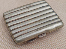 Load image into Gallery viewer, Vintage Metal Cigarette Case – Ribbed &amp; Engraved Design – 8.5cm x 7.5cm x 1.5cm – Germany Marked
