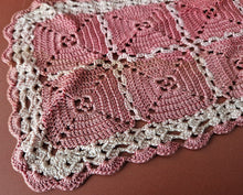 Load image into Gallery viewer, Rare Crochet Doily Ornamental Table Place Mat , Pink Colour with white border
