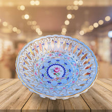 Load image into Gallery viewer, Beautiful porcelain pierced chintzy dish made by past times 1980s , Lattice Bowl - Beautiful Colours
