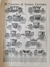 Load image into Gallery viewer, Vintage Drawing Image Book Plate , Horse Carriage Image Illustrations, Varieties Of Former Carriages
