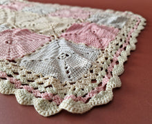 Load image into Gallery viewer, Rare Crochet Doily Ornamental Table Place Mat , Pink Yellow and Grey Colour
