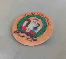Load image into Gallery viewer, Vintage Bentalls 1990 Merry Christmas Santa Pin Badge 5.5cm Collectible
