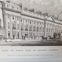 Load image into Gallery viewer, Vintage Book Plate Print Engraving, Part of West side of Regent Street London, England Drawn by T.H.
