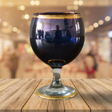 Load image into Gallery viewer, Vintage Blue Colour Sherry Glass With Gold Colour Edge 13.5cm tall

