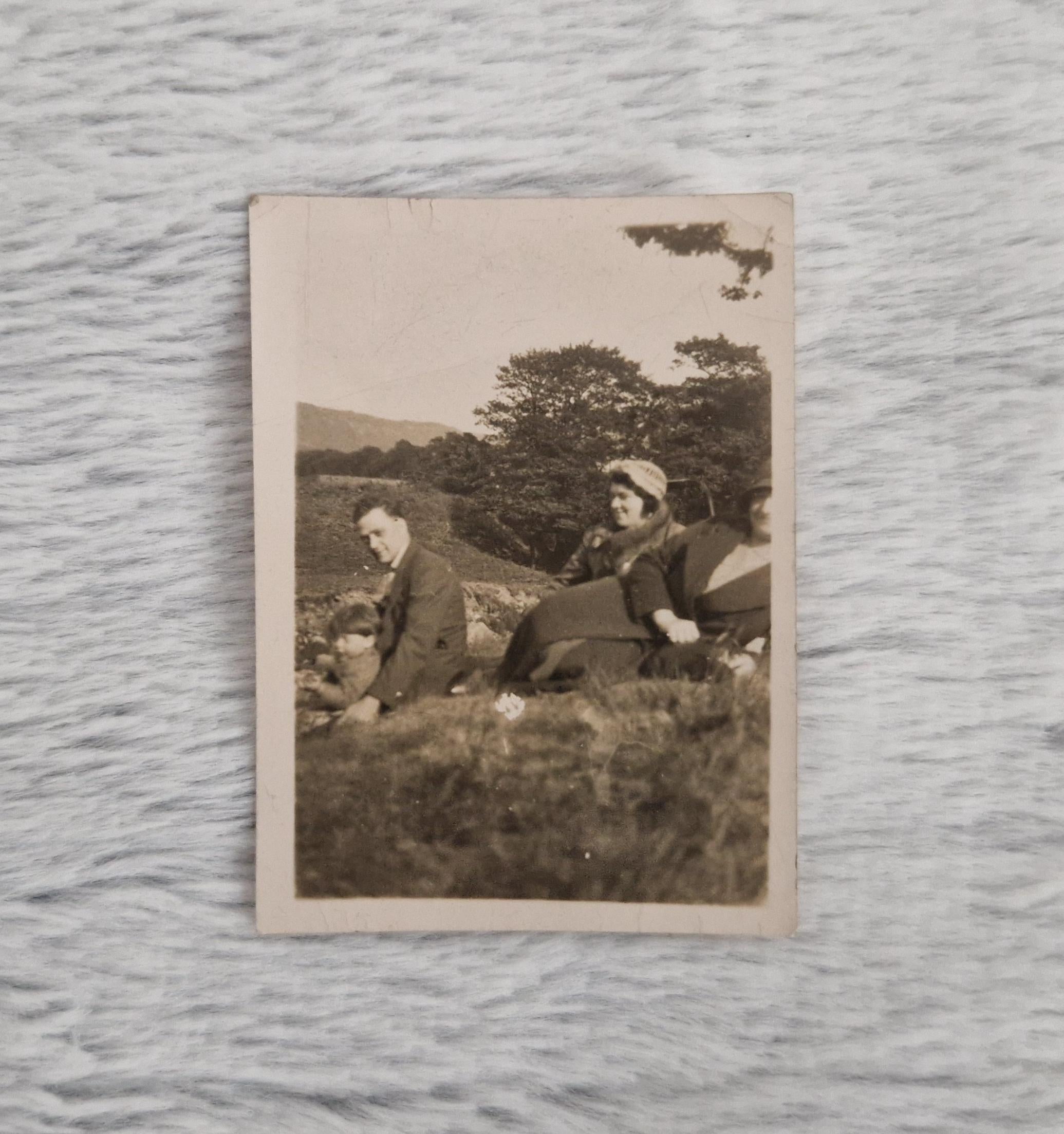Vintage Sepia Colour Old Family Travel Photograph, 2  Woman and a Smartly Dressed Young Man, Date Uk